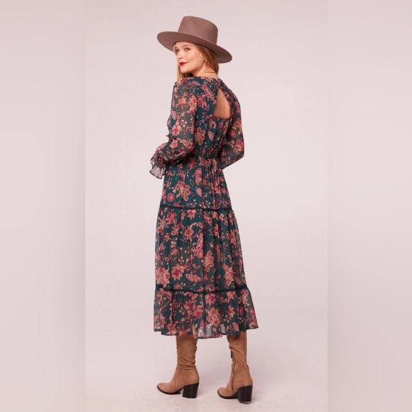 RUN THE WORLD PINE PAISLEY EMPIRE WAIST MIDI DRESS - Picture 2 of 13